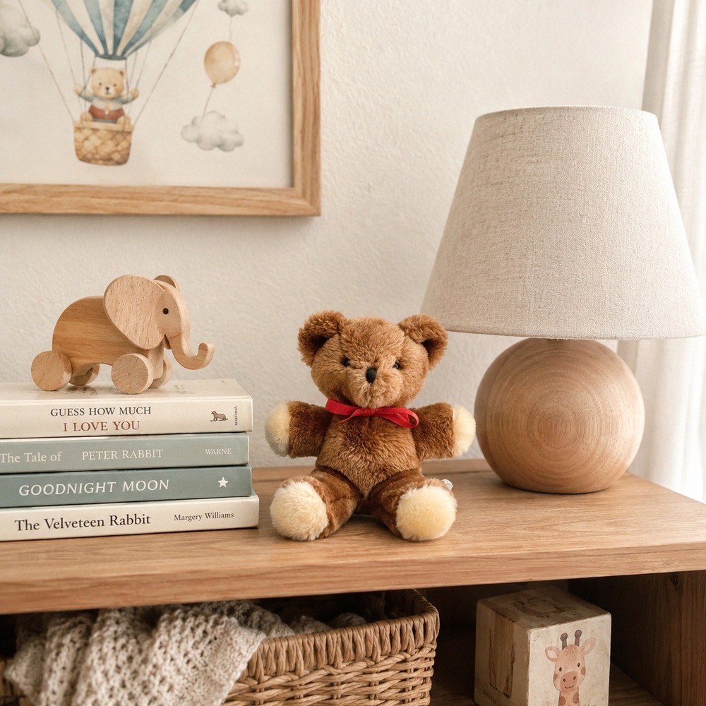 Vintage Eden Toys Teddy Bear Rattle Plush Brown 7.5" Nursery Decor Baby Shower